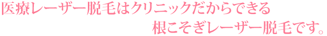 医療レーザー脱毛はクリニックだからできる根こそぎレーザー脱毛です。