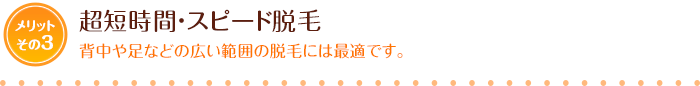 超短時間・スピード脱毛